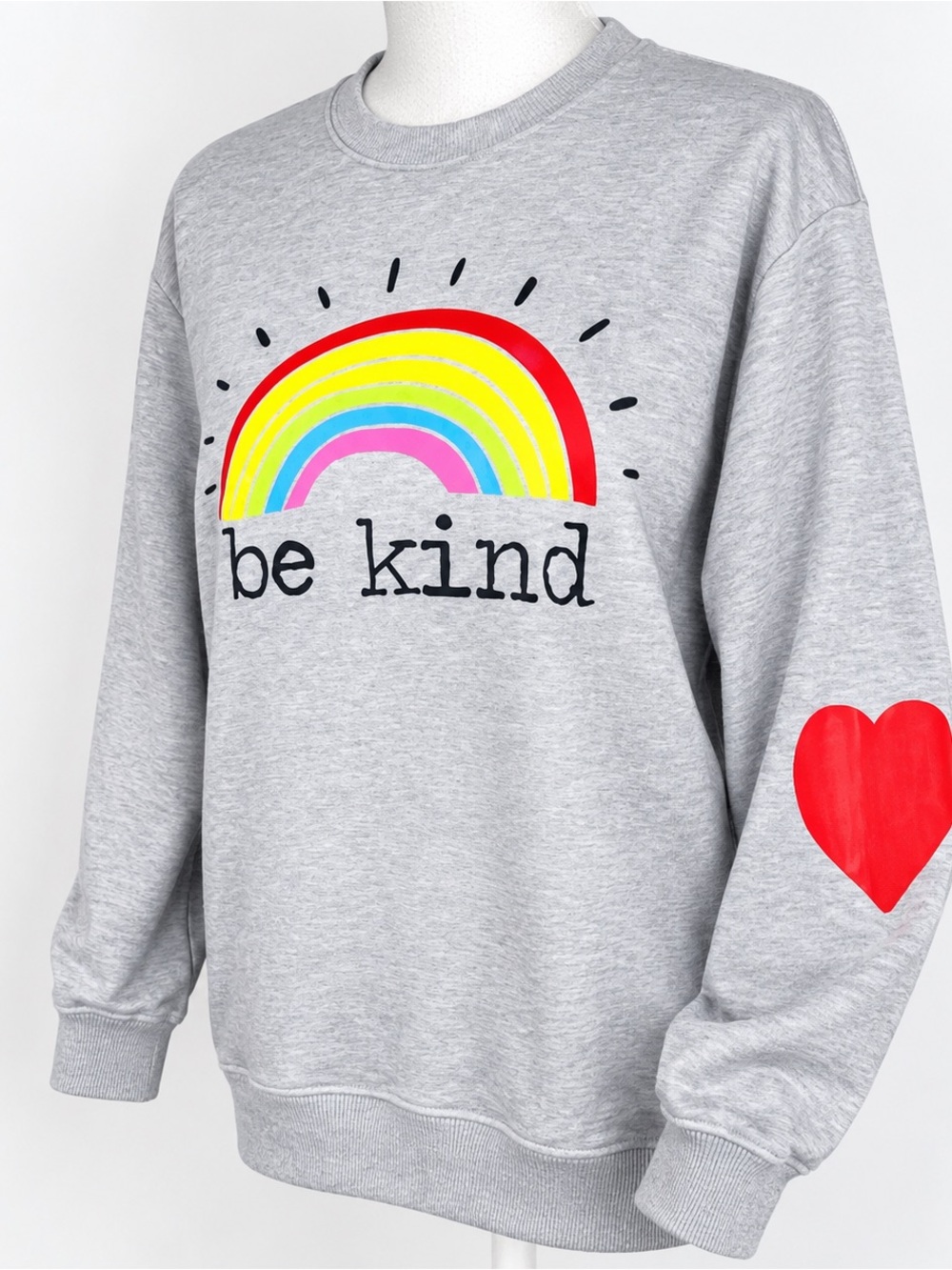 Gray 'Be Kind' Kids Shirt with Rainbow Design